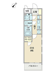 コワンリーオみずほ 5階1Kの間取り