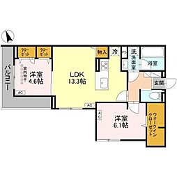 クレール 2LDKの間取図画像