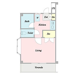 クレアーレ 1Kの間取図画像