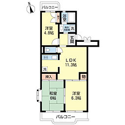グランドゥール弐番館 3LDKの間取図画像