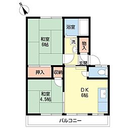 グリーンハイツA 2DKの間取図画像