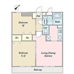 デンテ・ディ・レオーネ 2LDKの間取図画像