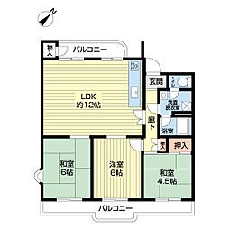 みずほ台団地10-3 3LDKの間取図画像