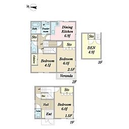 大久保コーポ 1階3SDKの間取り
