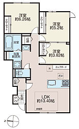 エリシオン 1階3LDKの間取り