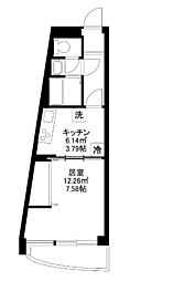 シャンボール北新宿 1DKの間取図画像