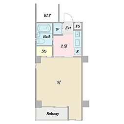 EXIV89 1Kの間取図画像