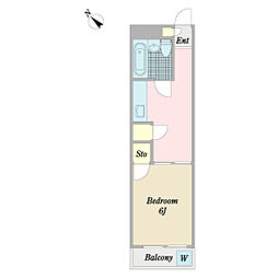パークサイド柴又 3階1DKの間取り