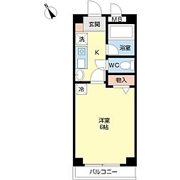 プレムガーデン 1Kの間取図画像