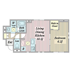 フリージュ鎌倉 1LDKの間取図画像