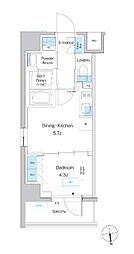 プレディアコート小岩 1DKの間取図画像
