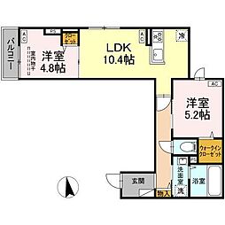 セレスティア東向島 2階2LDKの間取り