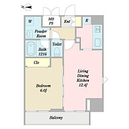 Y'sCastleKameido 1LDKの間取図画像