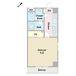 ベルロワイヤル平井 1Kの間取図画像