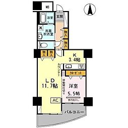 品川シーサイドビュータワー2 1LDKの間取図画像