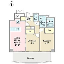 Aurora 2LDKの間取図画像