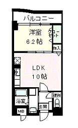 ラポール西大島ウェスト 1LDKの間取図画像