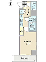 エスフォレスト横浜 1Kの間取図画像