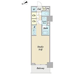 プロシード山下公園ザ・タワー ワンルームの間取図画像