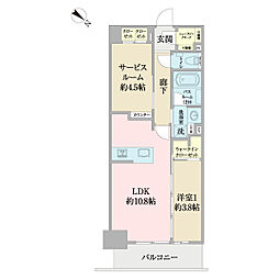 クリオ横濱桜木町ミッドグレイス 1SLDKの間取図画像