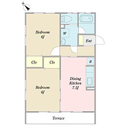 グランドヒルズ 2DKの間取図画像