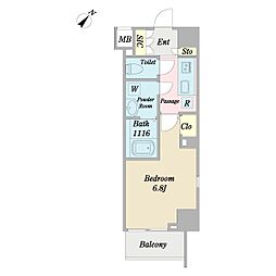 プレアデス東伏見 1Kの間取図画像
