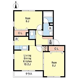 ベルク 1階2LDKの間取り