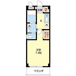 ラ・バーゼ北習志野 1Kの間取図画像