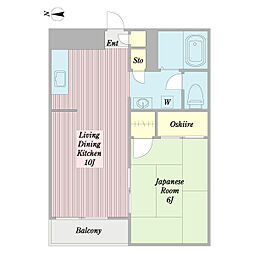 アピア 1階1LDKの間取り