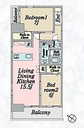 dea del mare 2LDKの間取図画像
