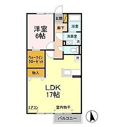 コモド八ヶ崎　Ａ・Ｂ 2階1LDKの間取り