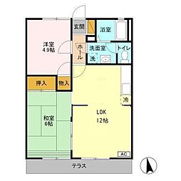 グレース田喜野井　III番館 2階2LDKの間取り