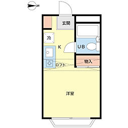 ベルピア八柱第1-1 1Kの間取図画像