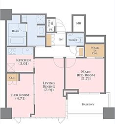 アルフレンテ 2LDKの間取図画像