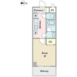 ガルフェンド 4階1Kの間取り
