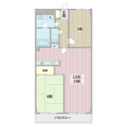 ロックプラッツ岩井 2LDKの間取図画像