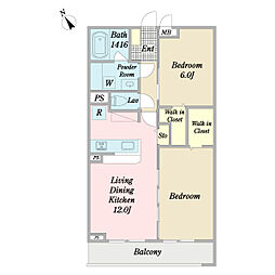 ヴァンベール 2LDKの間取図画像