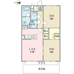 レフィナード 2LDKの間取図画像