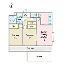 グランクール 2LDKの間取図画像