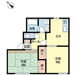 リバーパークハイツ2 2DKの間取図画像