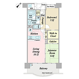 パインズマンション成田 2LDKの間取図画像