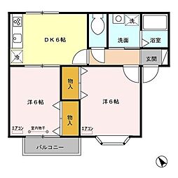 ミッテ・ベルク 2階2DKの間取り