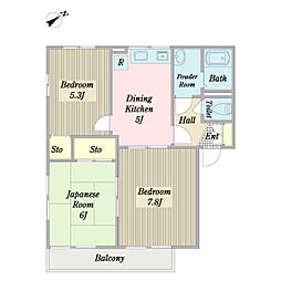ディアスミズカＡ棟 1階3DKの間取り