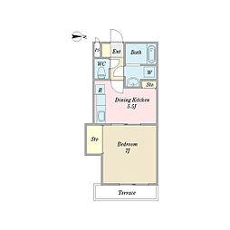 クレール 1DKの間取図画像