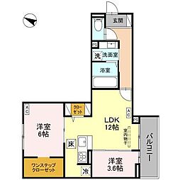 (仮称)八潮南部西62街区PJ B 2LDKの間取図画像