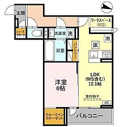 ソレイユ・ウエスト 1LDKの間取図画像