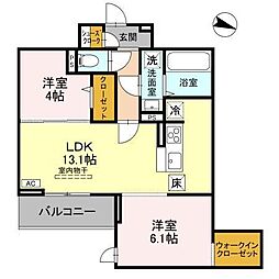 ソレイユ・ウエスト 2LDKの間取図画像