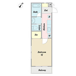 デルフィーノ 2階1Kの間取り