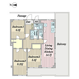 エミネンスかわぐち 3LDKの間取図画像