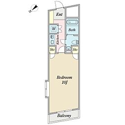 オルトせんげん台 1Kの間取図画像